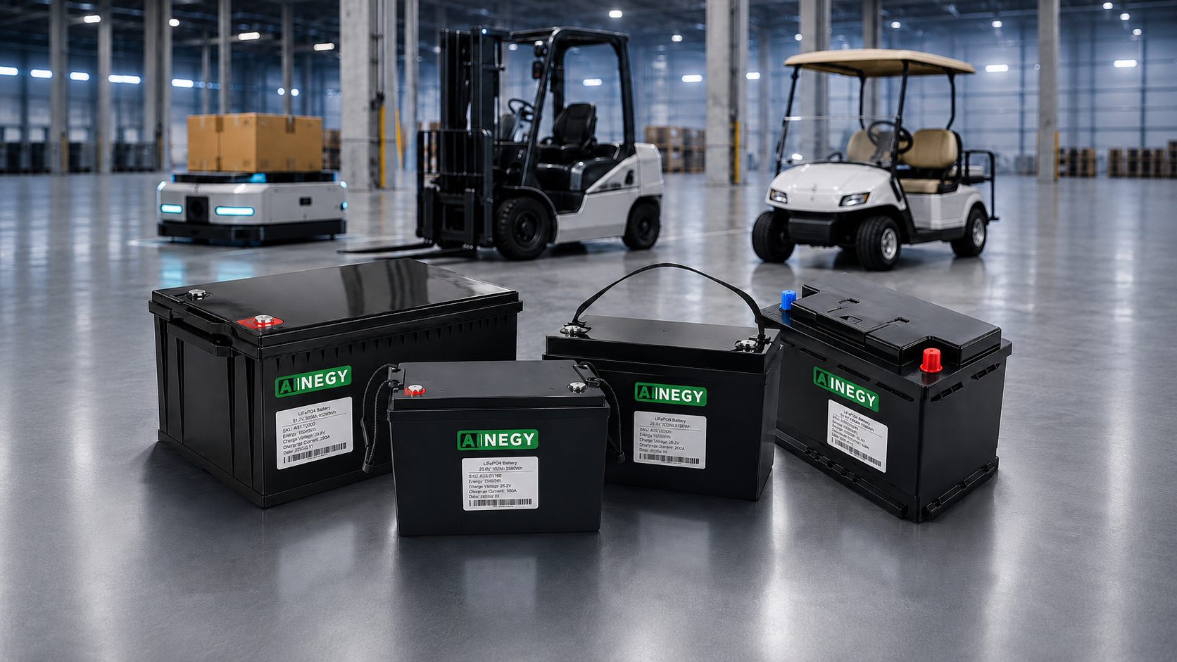 AINEGY custom lithium battery packs for industrial equipment, electric vehicles, marine and special-purpose power applications