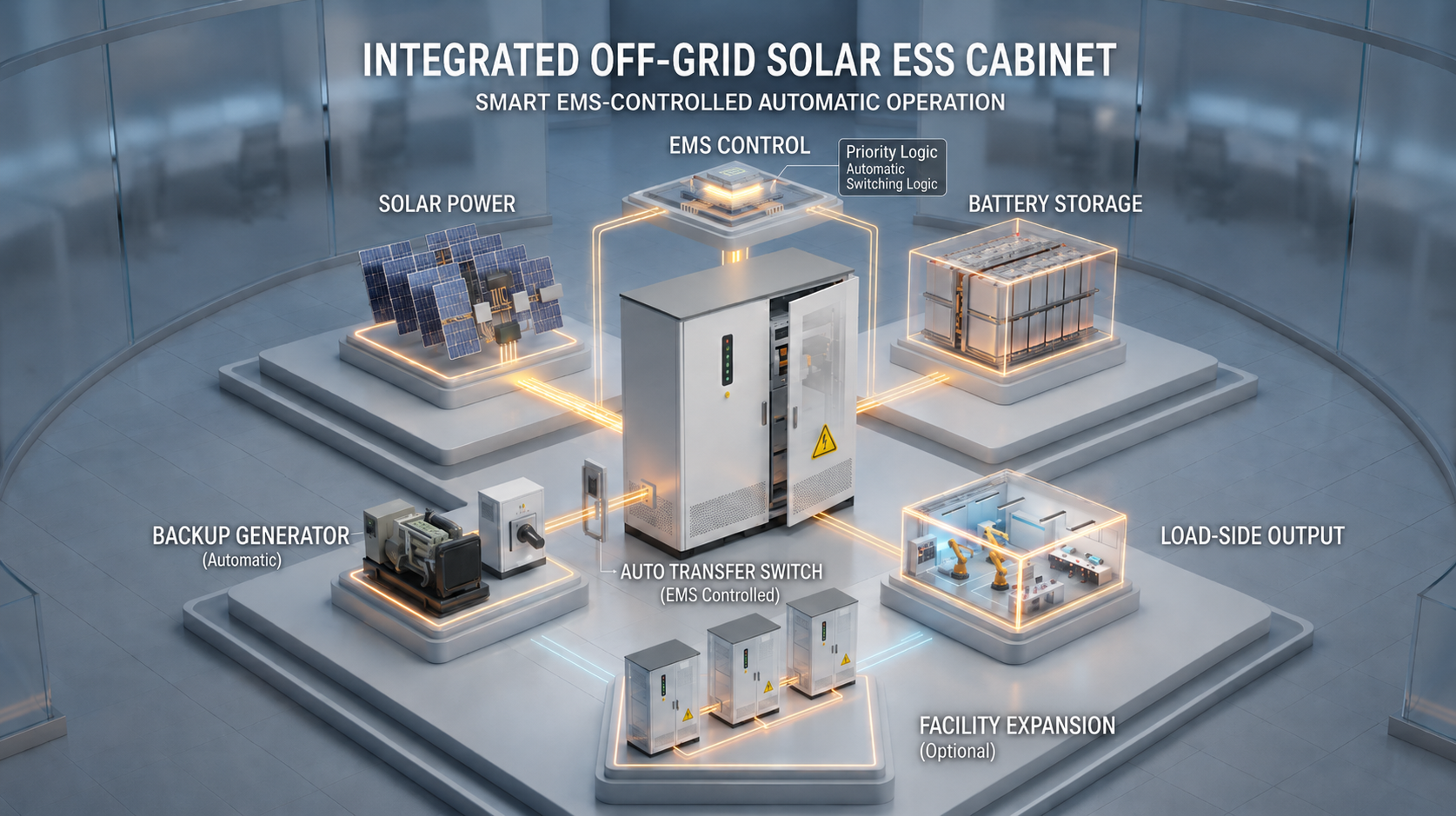 Off-grid solar ESS cabinet standalone operation logic