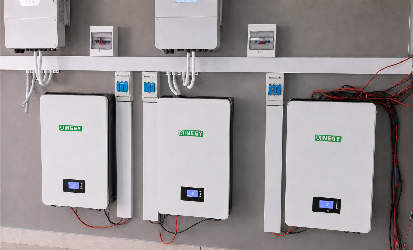 AINEGY Wall Mount Type LiFePO4 Battery for residential solar storage, backup power and inverter-compatible home energy systems