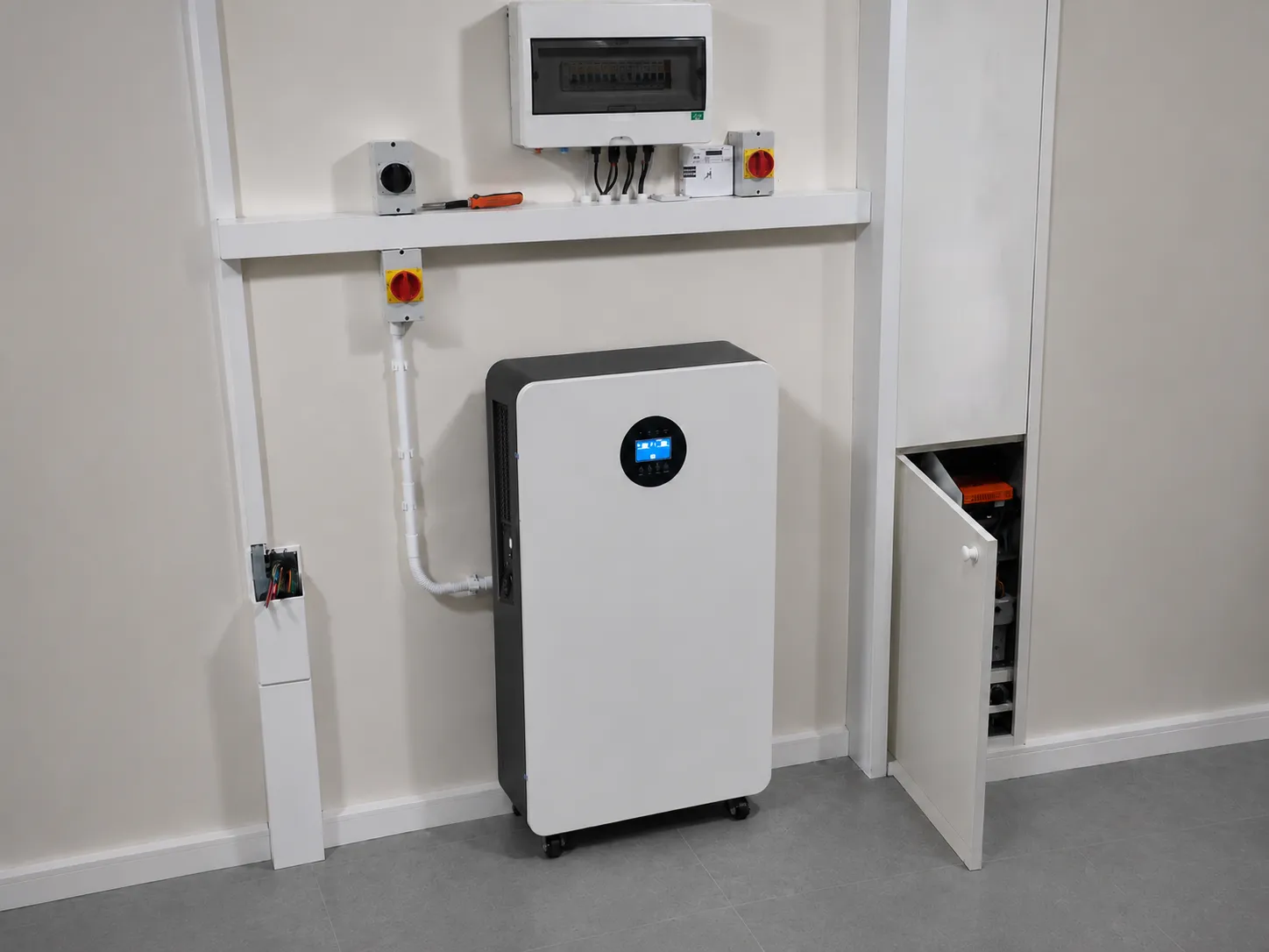 AINEGY 2–5kW floor-standing all-in-one home energy storage system applications for home backup solar self-consumption remote homes garages workshops and small shops