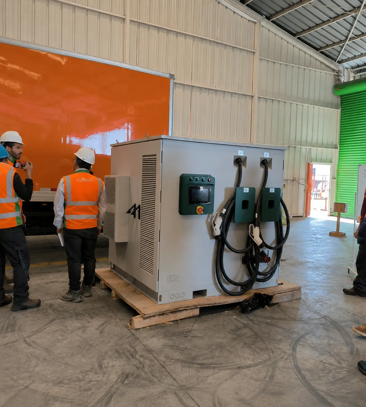 AINEGY 80kW to 240kW battery-integrated EV fast charging system applications for charging stations fleets service facilities factories and remote sites