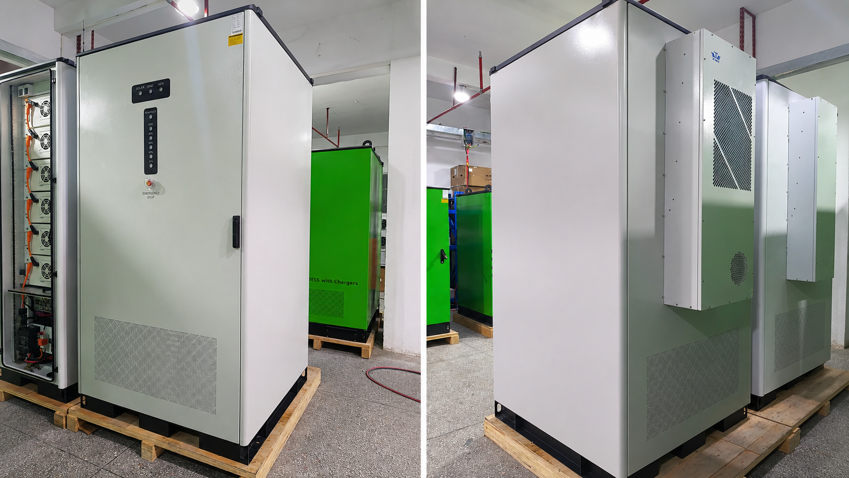 AINEGY Off-grid Solar BESS Cabinet / Air Cooling production photo for commercial and industrial solar battery storage