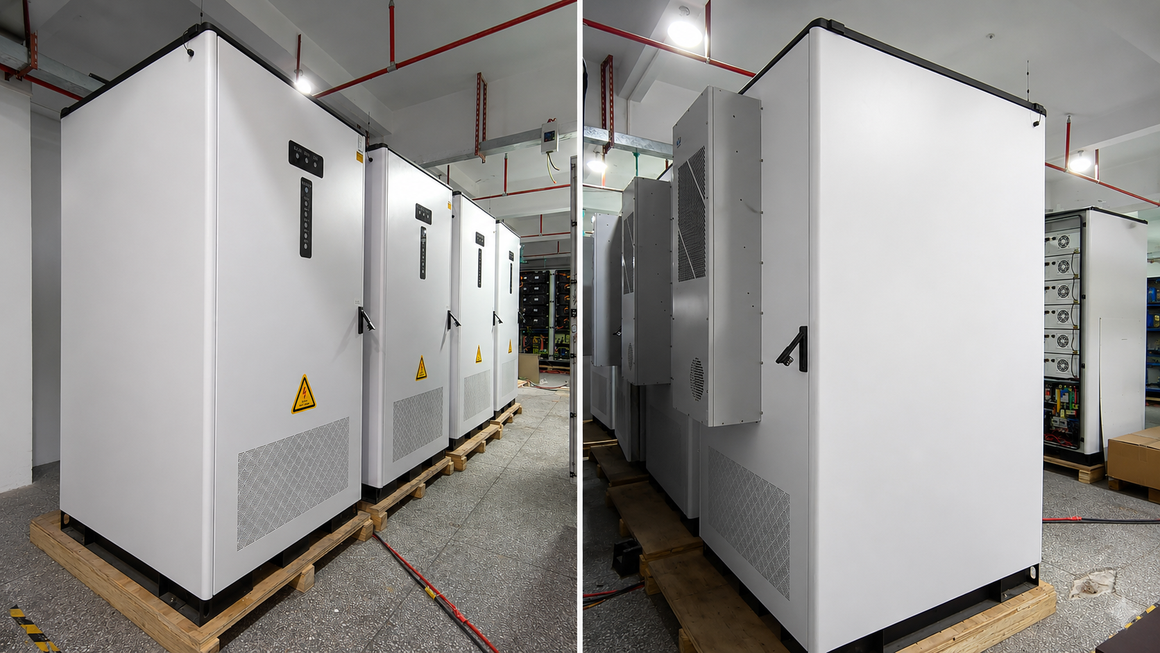 AINEGY 125kW 241kWh air-cooled solar battery energy storage cabinet production photo for C&I ESS projects